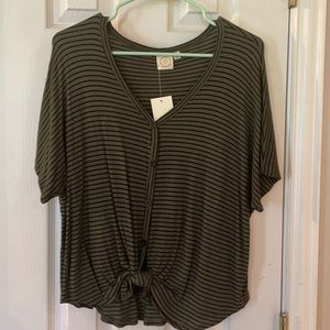 Hunter Green Tie Front Top